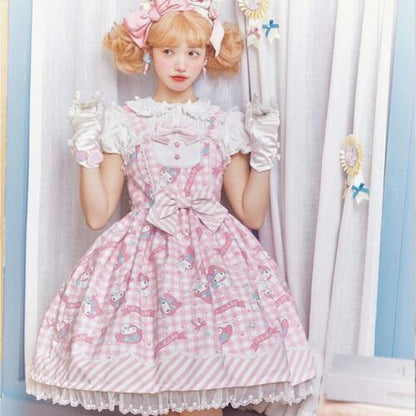 Cinnamoroll My Melody Kuromi JSK Lolita Princess Dress Girl Bow-knot Strap Dress