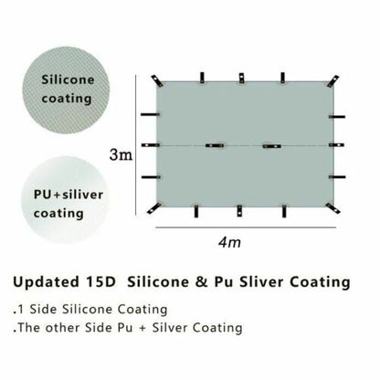 silicone coated nylon ultralight tarp Outdoor awning Tarp portable camping 3*3M