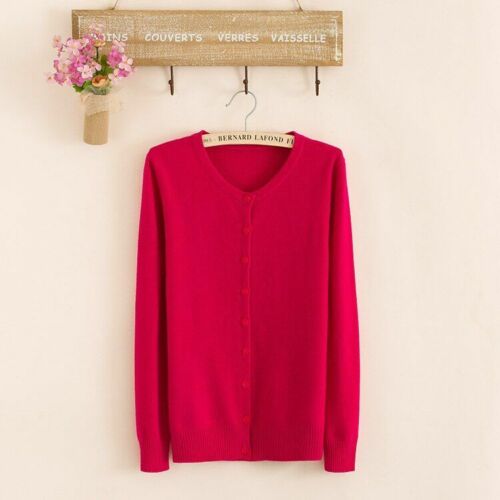 Women Sweater Cashmere Basic Cardigan O-Neck Long Sleeve Wool Knitted Solid Soft