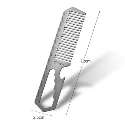 Titanium Hair Beared Comb Anti Static Pocket Multi Tool Bottle Opener Wrench EDC