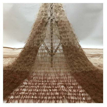 Ruffle Mesh Tulle Fabric DIY Lace Bridal Dress Gown Sewing Crafts Gradient Color