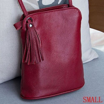 Genuine Leather Tassel Crossbody Bag Small Shoulder Purse Money Messenger Bags