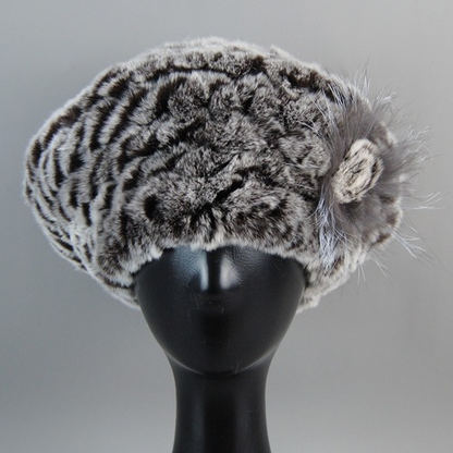 New Arrival Winter Women Fur Beret Hat Natural Fur Hats Warm Knit Rabbit Fur Cap