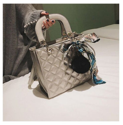 Small Handbag Ribbon Shoulder Bag Synthetic Leather Messenger Purse 21*19*9 CM