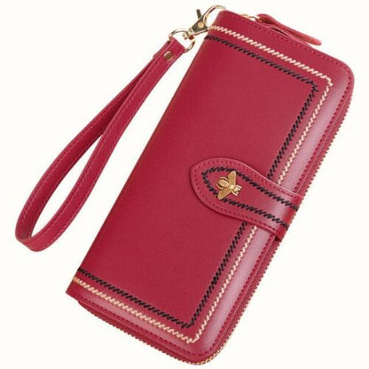 Genuine Leather Wallet Clutch Purse Long Money Bag Zipper Coin Wallet Hasp Pouch