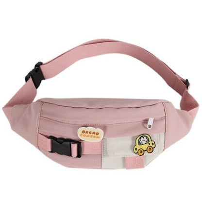Waist Bag Canvas Leisure Solid Color Fanny Pack Cute Crossbody Chest Bag 35*14*8
