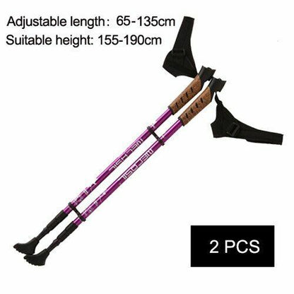 2Pcs Hiking Walking Sticks Trekking Poles Nordic Walking Aluminum Camping Hiking