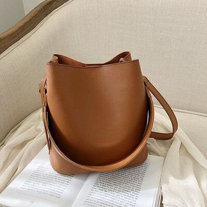 Casual Wide Strap Bucket Bag Shoulder Crossbody Bag Large Purse Messenger Bags