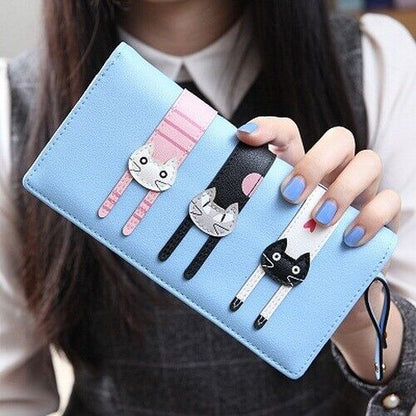 Female Card Clamps Holder PU Women Handbag Coin Purse Girl's Cartoon Long Wallet