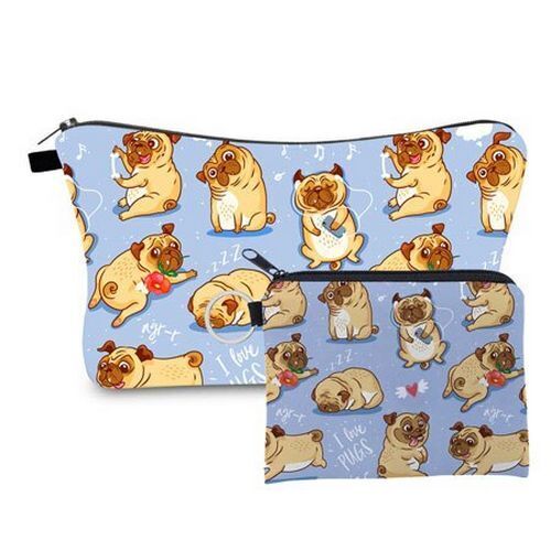 2 PCS Makeup Bag Animal Pattern Cosmetic Bag Set Women Combination Organizer Bag