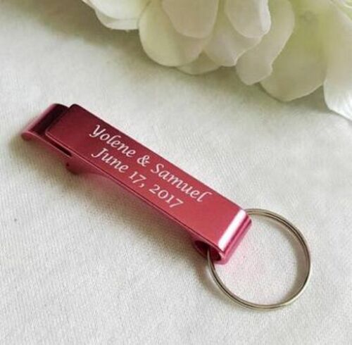 Personalized Bottle Opener 50pcs Custom Engraved Key Rings Wedding Name Gift Day