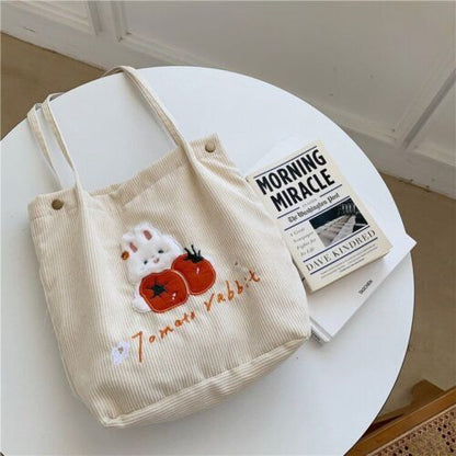 Cartoon Shoulder Bag Canvas Large Shopper Bag Fashion Casual Book Pouch 30*13*34