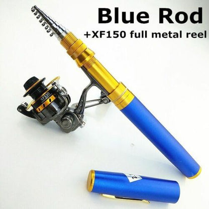 Fishing Rods Spinning 1.8m 2.1m Pen Shape Telescopic Pocket Rock Pole Cast Reels