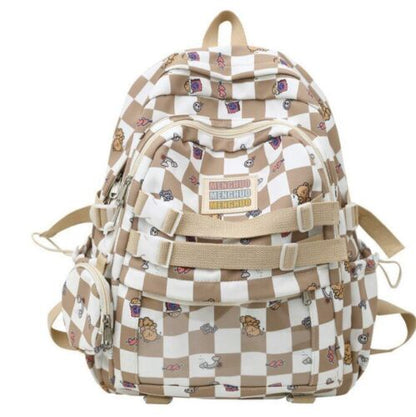 Cartoon Backpack Two Piece School Student Bag 31*13*42CM Canvas Zipper Blue Pink