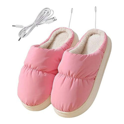 USB Heated Slippers Electric Heating Cotton Slippers Foot Warmer Winter Gifts