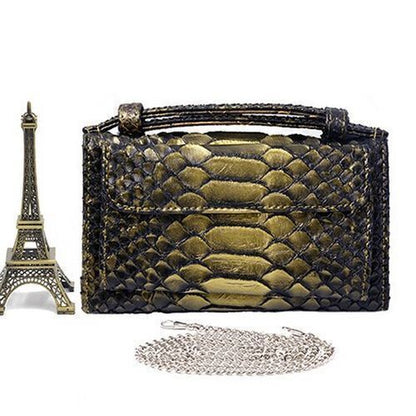 Leather Clutch Crossbody Bag Gold Luxury Serpentine Clutch Purse Messenger Bags