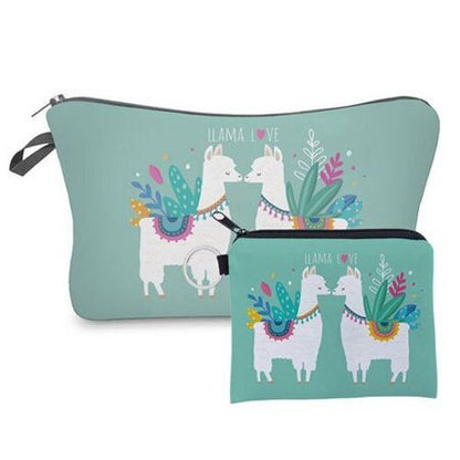 2 PCS Makeup Bag Animal Pattern Cosmetic Bag Set Women Combination Organizer Bag