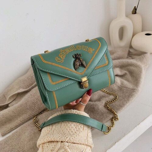 Ladies Chain Handbag Cartoon Decorative Shoulder Bag Leather Tote Bags Crossbody