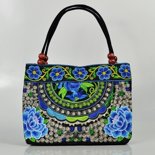 Women Shoulder Bags Embroidery Ethnic Flower Bohemia Retro Canvas Large Handbag