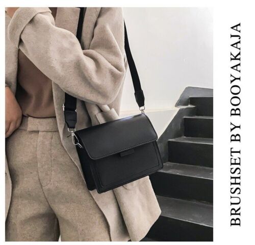 Small Flap Crossbody Shoulder Leather Bag Totes Solid Handbag Square Travel Bags
