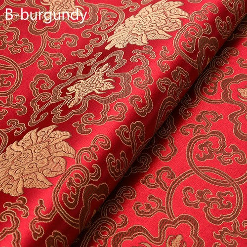 Chinese Silk Satin Floral Fabric Tang Suit Costume Cheongsam Dress By Metre Red