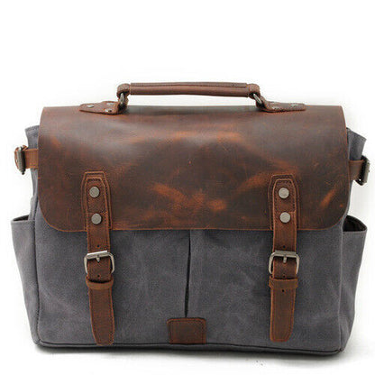 Retro Bag Canvas Leather Shoulder Messenger Portable Document Bag Knight Bag