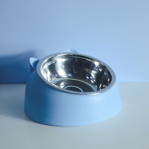 Pet Cat Elevated Stand Cat Dish Stainless Steel Tilted Raised Food Water Bowl
