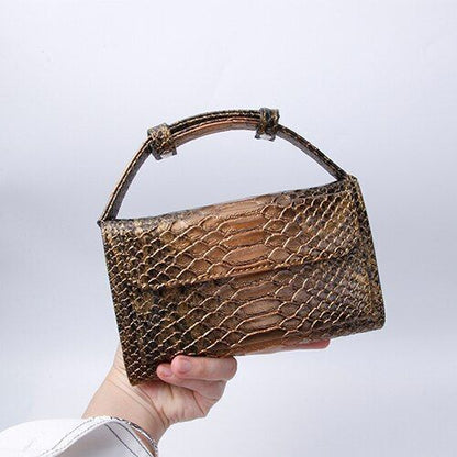 Leather Clutch Crossbody Bag Gold Luxury Serpentine Clutch Purse Messenger Bags