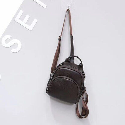 Cowhide Genuine Leather Women Backpack Shoulder Bag Satchel Mini Purse Polyester