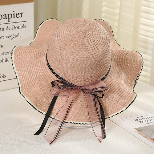 Foldable Wide Brim Floppy Girls Straw Hat Sun Hat Beach Summer Hat Protect Cap