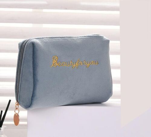 Cosmetic Bag Zipper Velvet Beauty Makeup Bags Travel Girl Brush Storage Toiletry