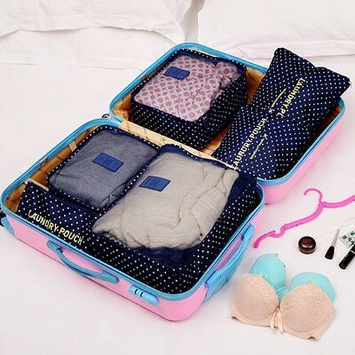 6pcs/set Cosmetic Bag Travelling Purse Waterproof Luggage Clothes Organizer Case