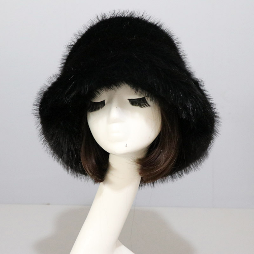 Warm Faux Fur Bucket Hats Women Outdoor Caps Fleece Cap Fluffy Ski Vacation Hat