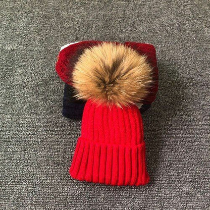 Hat Winter Fur Poms Women Knitted Beanies Cap Thick Skullies Solid Unisex Casual