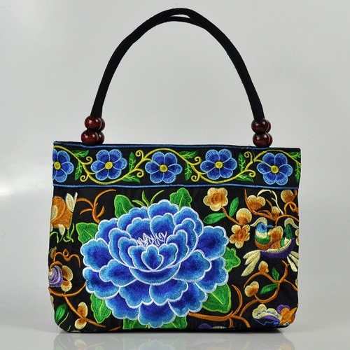 Women Shoulder Bags Embroidery Ethnic Flower Bohemia Retro Canvas Large Handbag