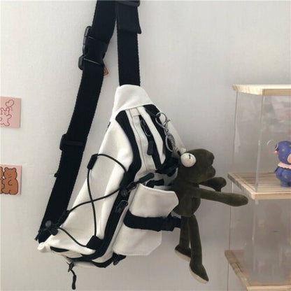 Canvas Sling Bag Gothic Crossbody Women Handbag Purse Shoulder Frog Zipper 1 PC