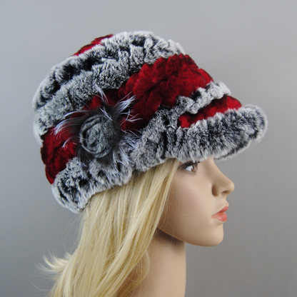 Women Winter Rabbit Fur Caps Warm Real Rabbit Fur Hats Natural Soft Knitted Hat