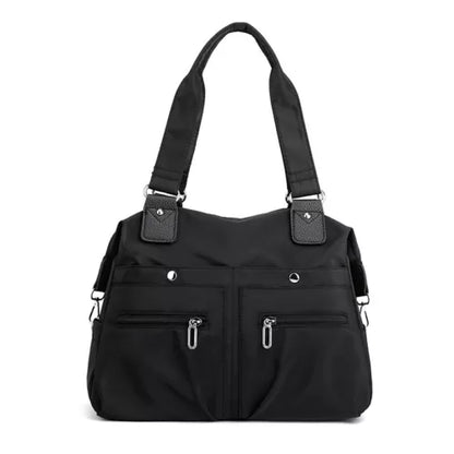 Large Capacity Lightweight Waterproof Multi-Pocket Nylon Shoulder Bag w/Zipper