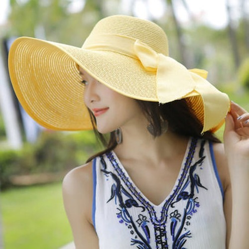 Beach Grass Hat Women Beach Summer Sun Hat Sun Holiday Sun Hat with Wide Brim