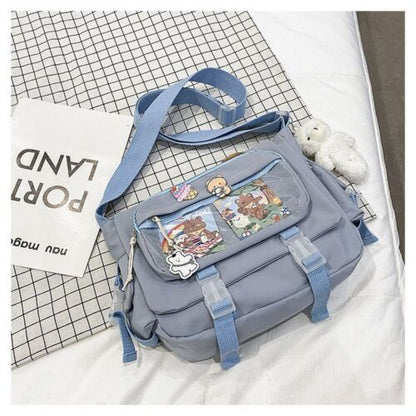Transparent Pocket Messenger Bag Cartoon Badge Cute Bag Crossbody Shoulder Bags