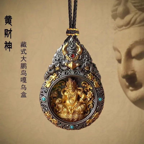 Tibetan Chinese Retro Handcarved Buddha Statue Pendant Amulet Necklace Jewelry