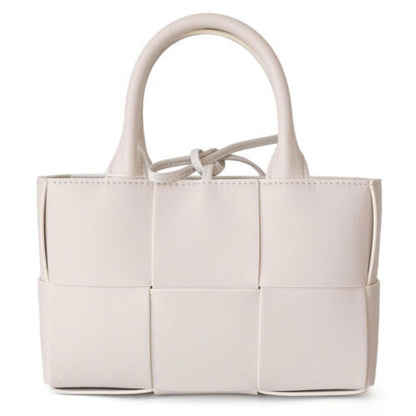 Small Mini Woven Real Leather Double Handles Tote Bag Purse Handbag Crossbody