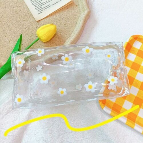 Zipper Cosmetic Bag Flower Print Makeup Purse Transparent Traveling 10*18*10 CM