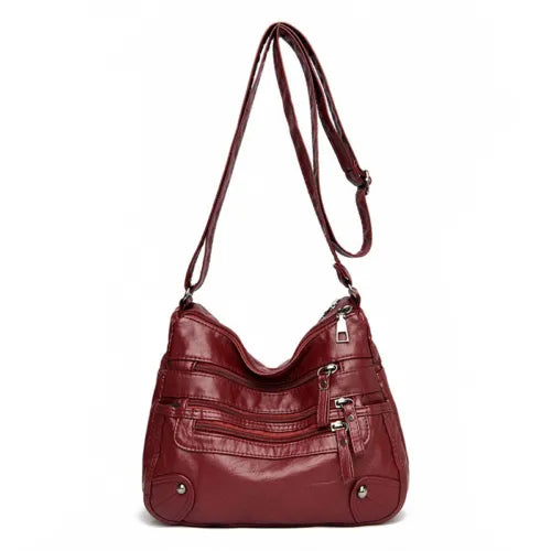 Women's Cross Body Messenger Bag Fashion Pu Leather Wide Shoulder Strap Handbag
