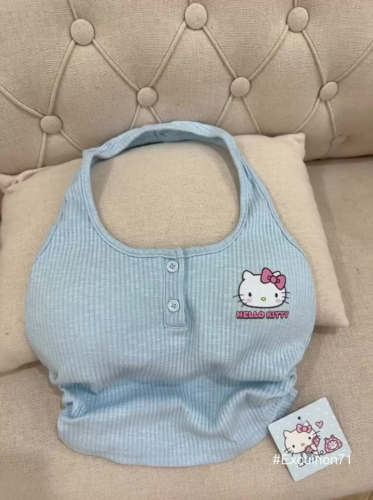 Hello Kitty Cute ladies Crop Top - Blue，Pink high quality
