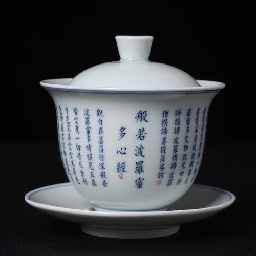 Porcelain Gaiwan Under Glaze Handpainted Tureen Ceramic Covered Bowl Saucer Lid