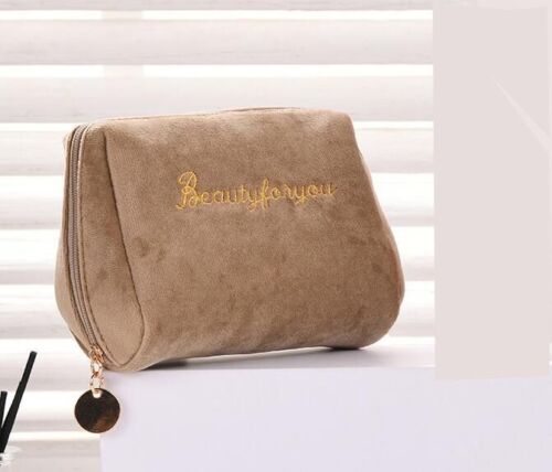 Cosmetic Bag Zipper Velvet Beauty Makeup Bags Travel Girl Brush Storage Toiletry