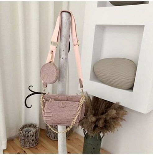 Vintage Shoulder Bag Wide Strap Crocodile Print Crossbody Bag 120CMChain Leather