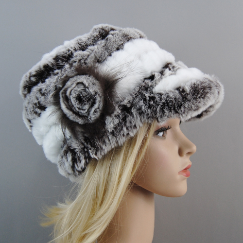 Women Winter Rabbit Fur Caps Warm Real Rabbit Fur Hats Natural Soft Knitted Hat
