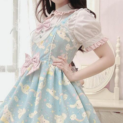 Cinnamoroll My Melody Kuromi JSK Lolita Princess Dress Girl Bow-knot Strap Dress